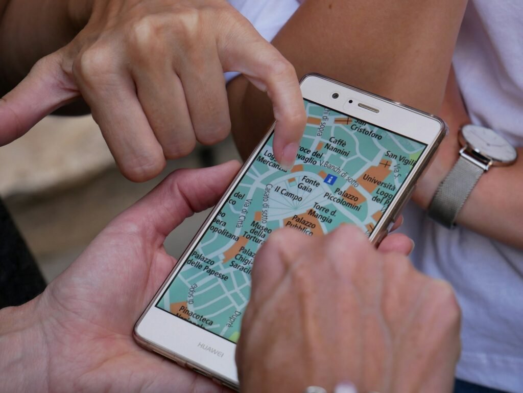 Person searching for a local business on a smartphone