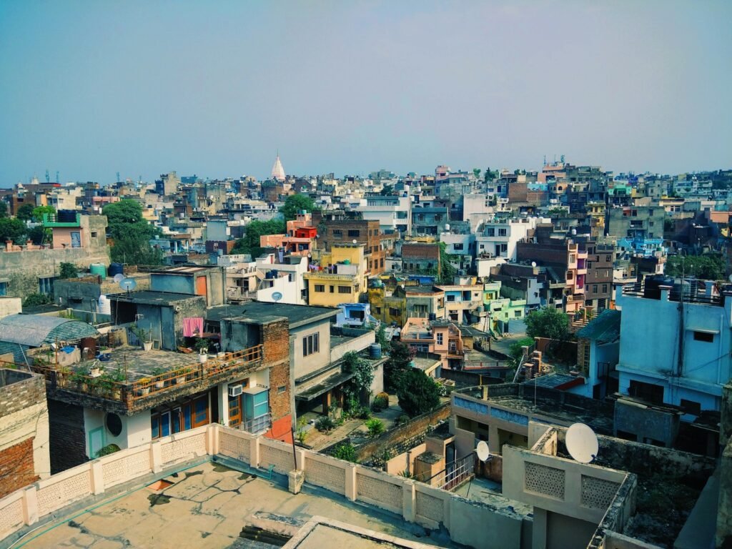 A city with many residential buildings