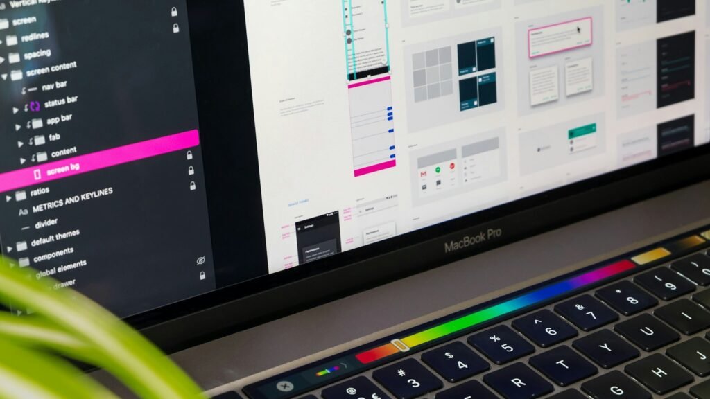 A laptop screen showing a page of computer icons